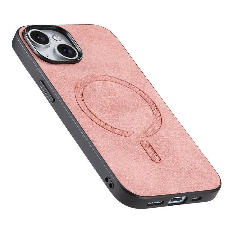 For iPhone 15 Pro Solid Color Retro Magsafe PU Back Cover Phone Case(Pink) - HoMEdemic™ 