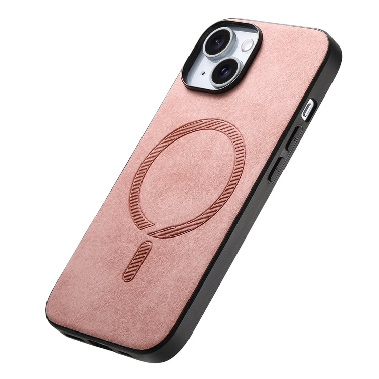 For iPhone 15 Pro Solid Color Retro Magsafe PU Back Cover Phone Case(Pink) - HoMEdemic™ 