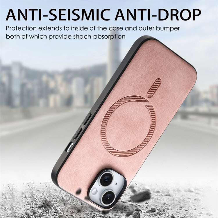 For iPhone 15 Pro Solid Color Retro Magsafe PU Back Cover Phone Case(Pink) - HoMEdemic™ 