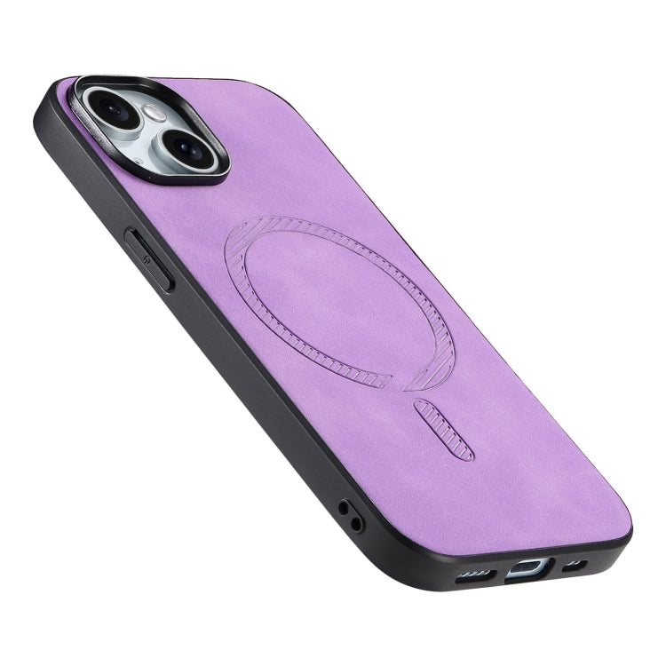 For iPhone 15 Pro Solid Color Retro Magsafe PU Back Cover Phone Case(Purple) - HoMEdemic™ 
