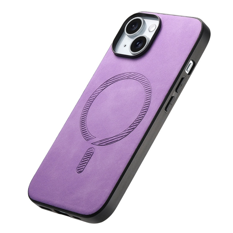 For iPhone 15 Pro Solid Color Retro Magsafe PU Back Cover Phone Case(Purple) - HoMEdemic™ 