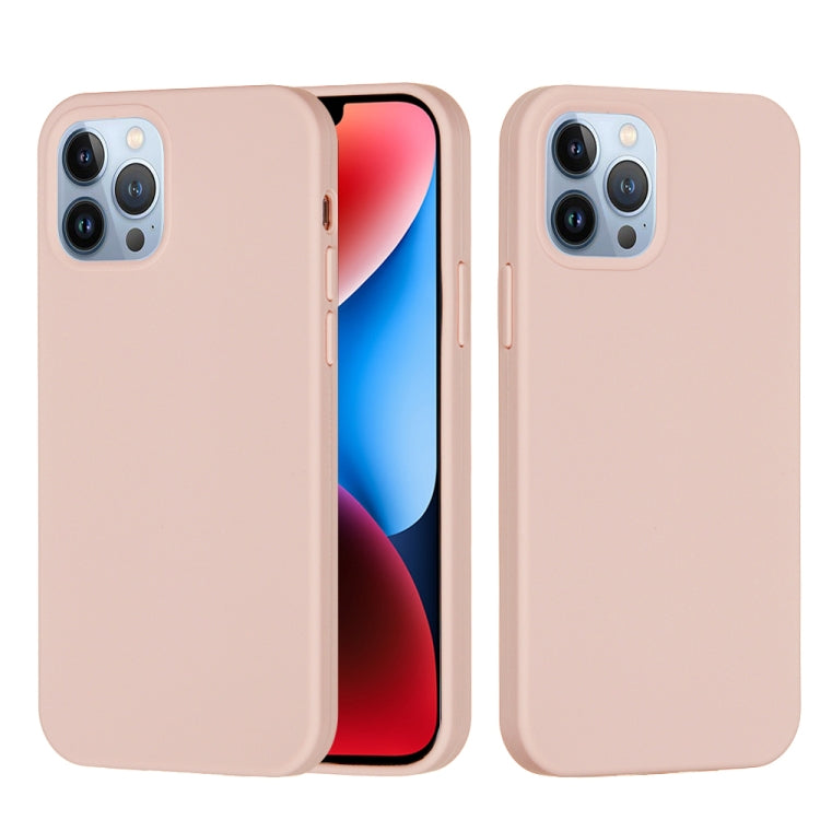 For iPhone 15 Pro Solid Color Silicone Phone Case(Sand Pink) - HoMEdemic™ 