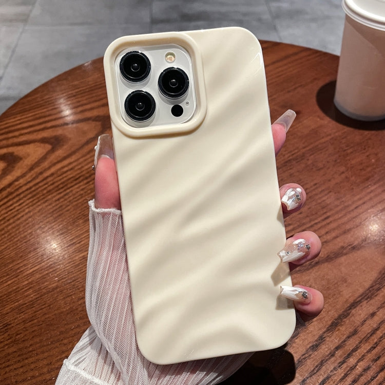 For iPhone 15 Pro Solid Color Wave Texture TPU Phone Case(Beige) - HoMEdemic™ 