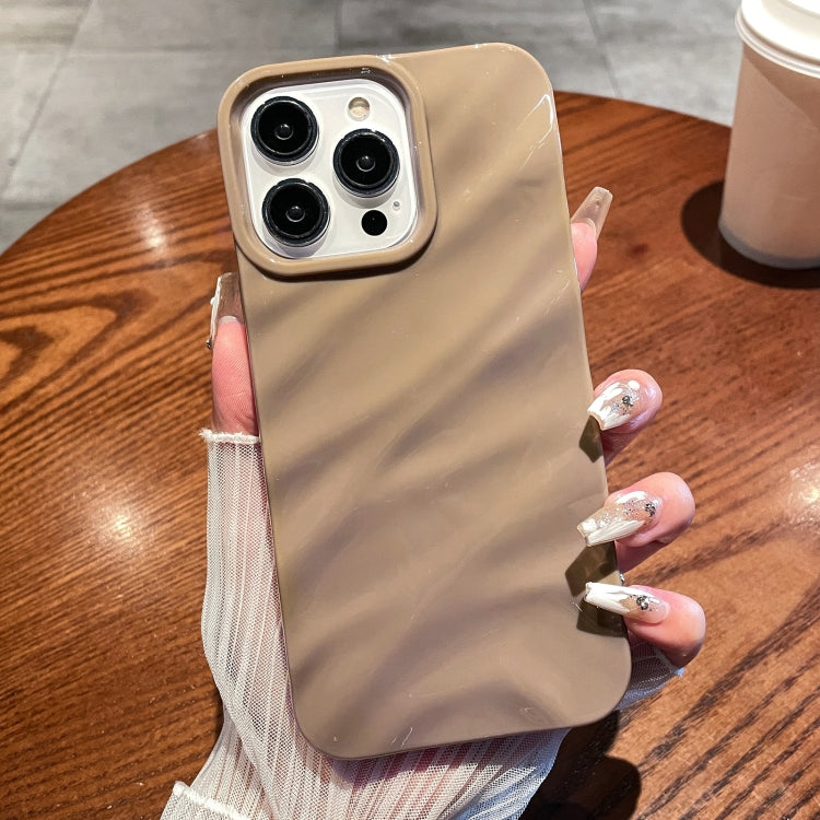 For iPhone 15 Pro Solid Color Wave Texture TPU Phone Case(Brown) - HoMEdemic™ 