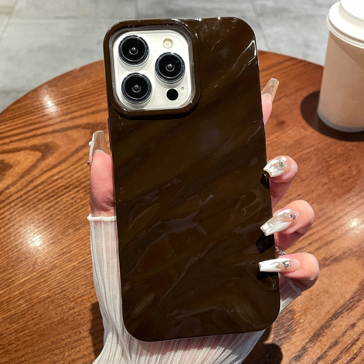 For iPhone 15 Pro Solid Color Wave Texture TPU Phone Case(Chocolate) - HoMEdemic™ 