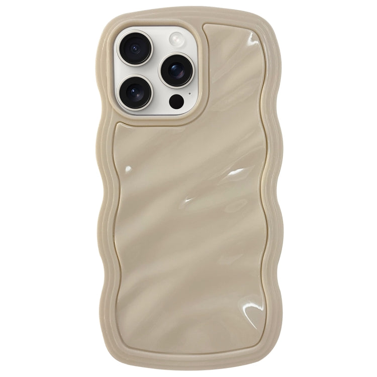 For iPhone 15 Pro Solid Color Waves PC Hybrid TPU Phone Case(Beige) - HoMEdemic™ 