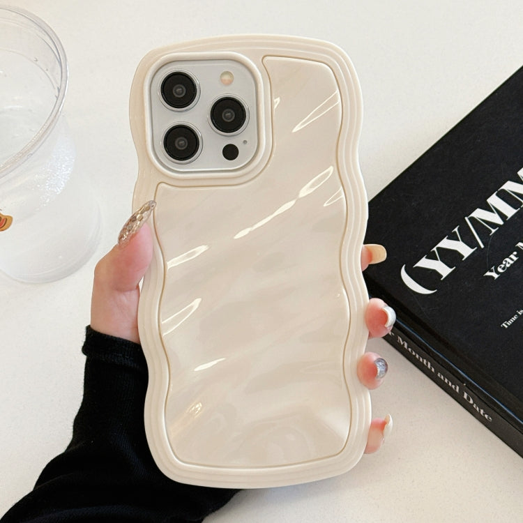 For iPhone 15 Pro Solid Color Waves PC Hybrid TPU Phone Case(Beige) - HoMEdemic™ 