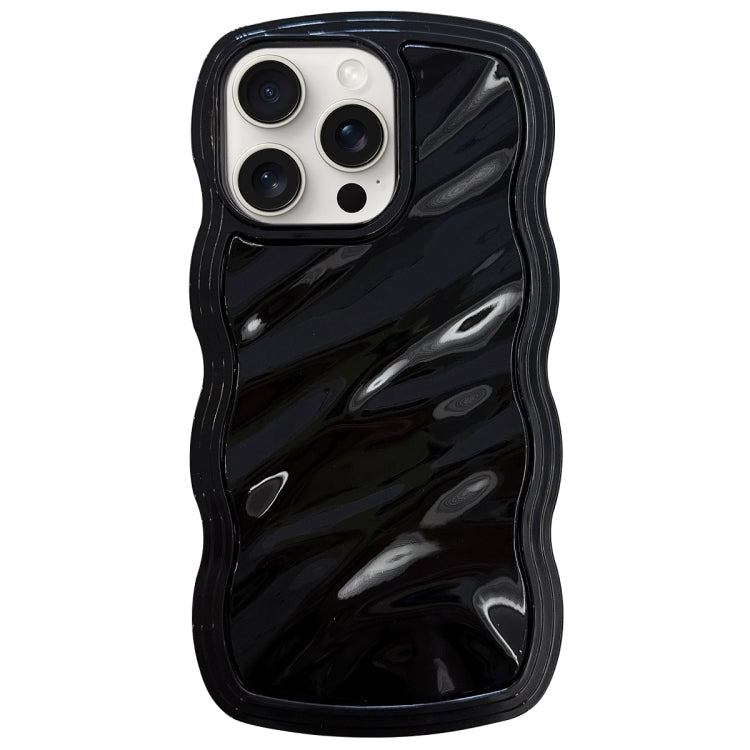 For iPhone 15 Pro Solid Color Waves PC Hybrid TPU Phone Case(Black) - HoMEdemic™ 