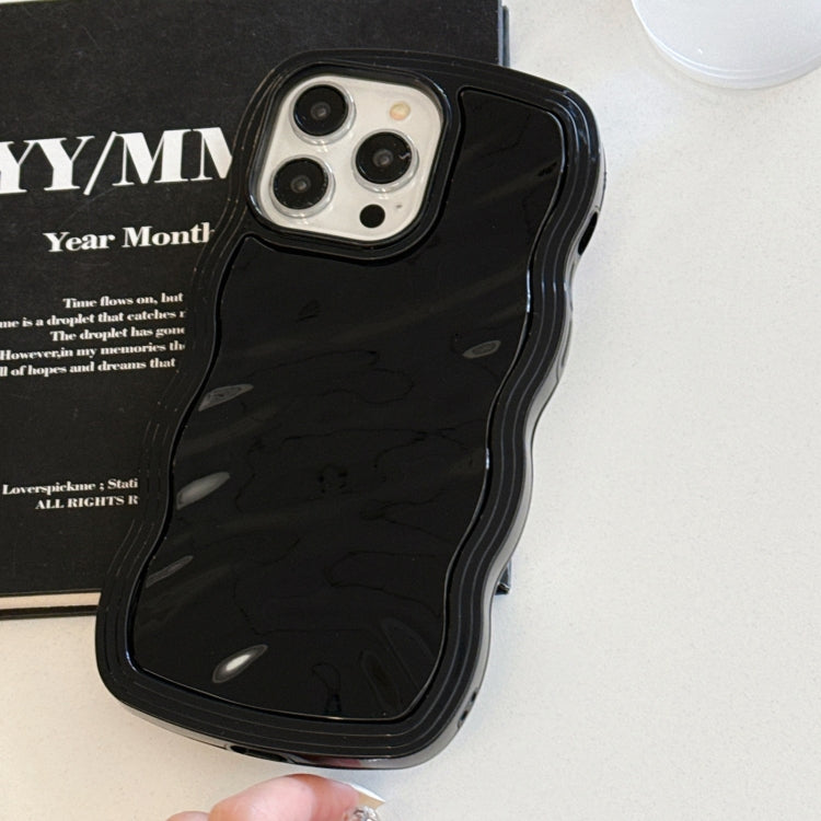 For iPhone 15 Pro Solid Color Waves PC Hybrid TPU Phone Case(Black) - HoMEdemic™ 