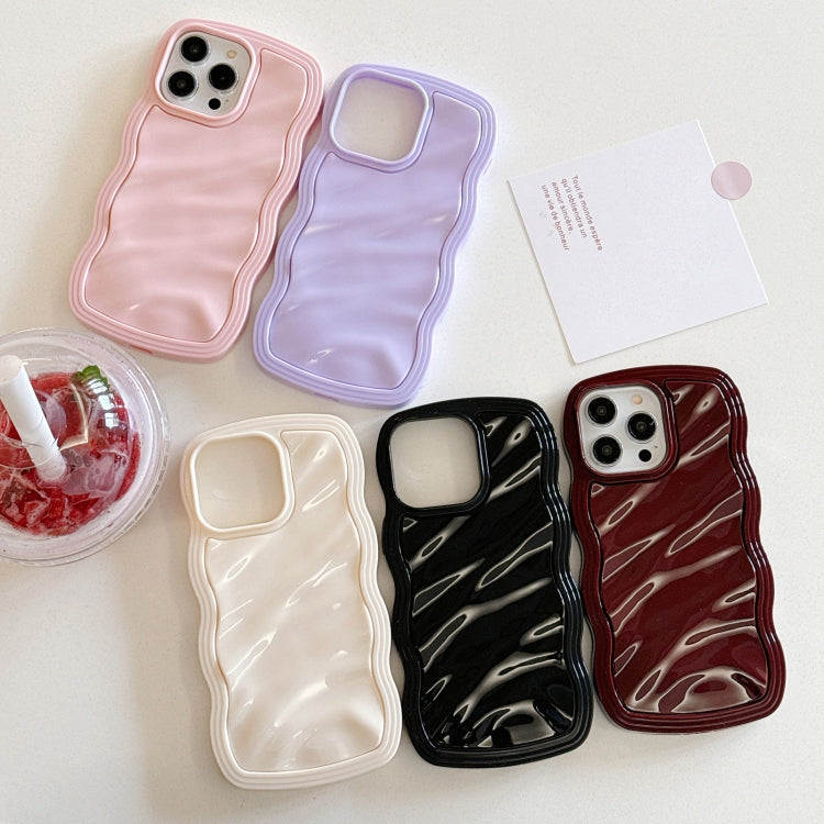 For iPhone 15 Pro Solid Color Waves PC Hybrid TPU Phone Case(Black) - HoMEdemic™ 