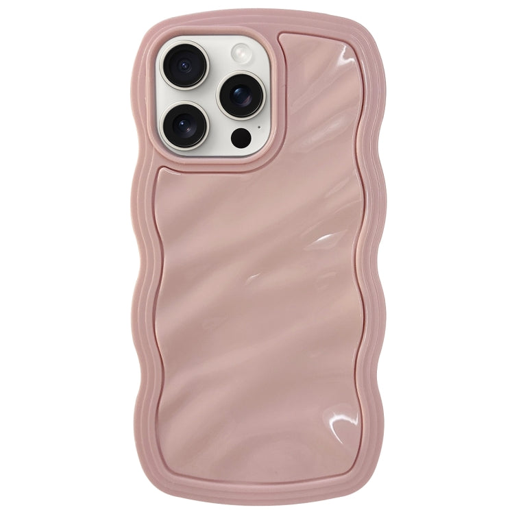For iPhone 15 Pro Solid Color Waves PC Hybrid TPU Phone Case(Pink) - HoMEdemic™ 
