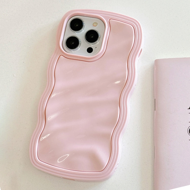 For iPhone 15 Pro Solid Color Waves PC Hybrid TPU Phone Case(Pink) - HoMEdemic™ 