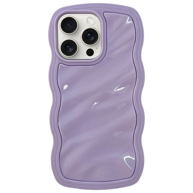 For iPhone 15 Pro Solid Color Waves PC Hybrid TPU Phone Case(Purple) - HoMEdemic™ 