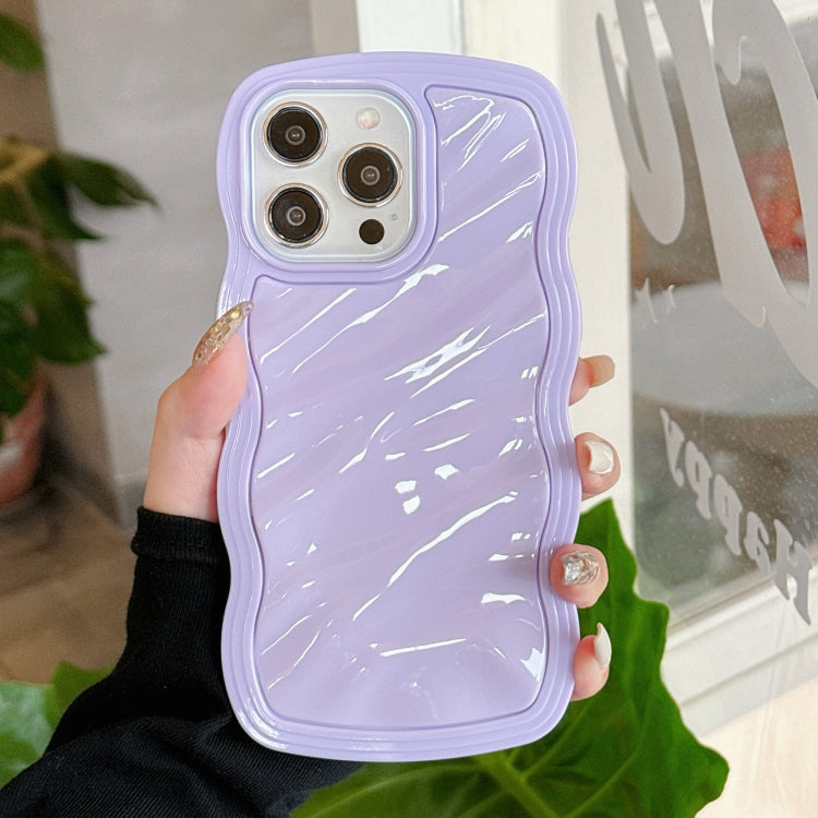 For iPhone 15 Pro Solid Color Waves PC Hybrid TPU Phone Case(Purple) - HoMEdemic™ 