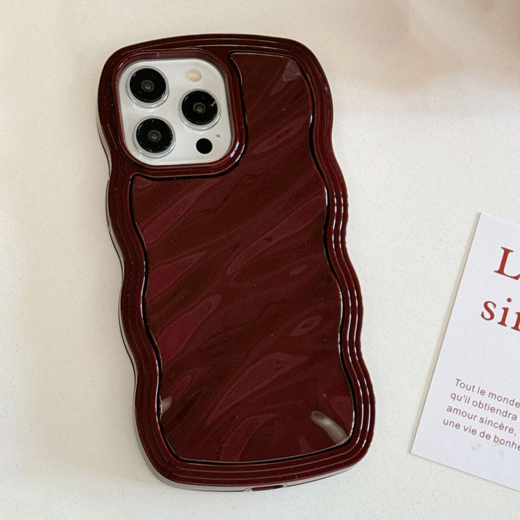 For iPhone 15 Pro Solid Color Waves PC Hybrid TPU Phone Case(Wine Red) - HoMEdemic™ 