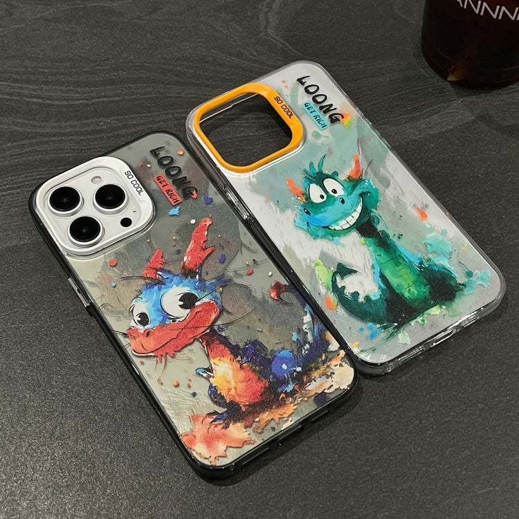 For iPhone 15 Pro Splash-ink AI Cute Dragon PC Hybrid TPU Phone Case(Green Dragon) - HoMEdemic™ 