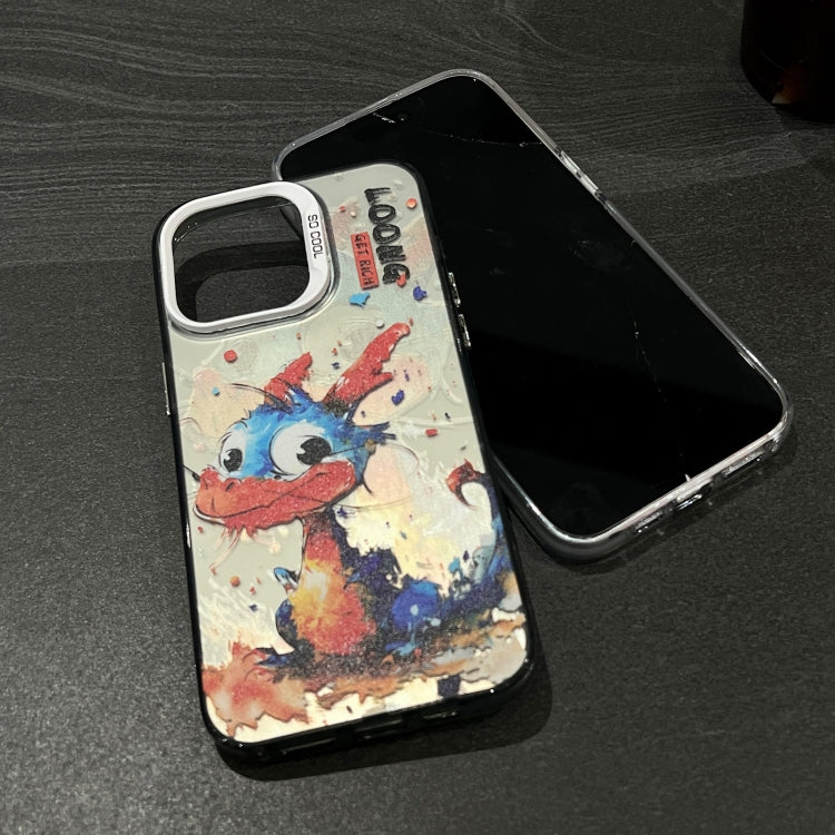 For iPhone 15 Pro Splash-ink AI Cute Dragon PC Hybrid TPU Phone Case(Green Dragon) - HoMEdemic™ 