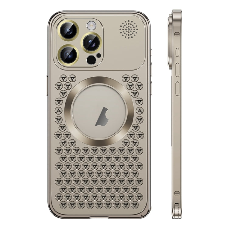 For iPhone 15 Pro Spring Buckle MagSafe Magnetic Metal Aromatherapy Phone Case(Grey) - HoMEdemic™ 