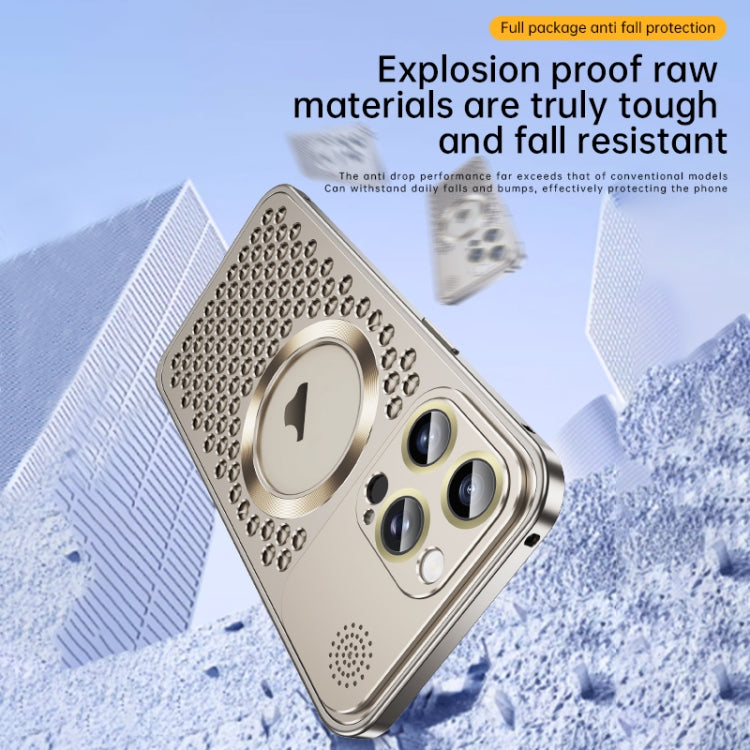 For iPhone 15 Pro Spring Buckle MagSafe Magnetic Metal Aromatherapy Phone Case(Silver) - HoMEdemic™ 