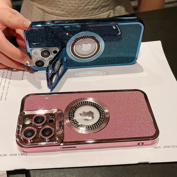 For iPhone 15 Pro Starry Glitter MagSafe Lens Holder Phone Case(Silver) - HoMEdemic™ 