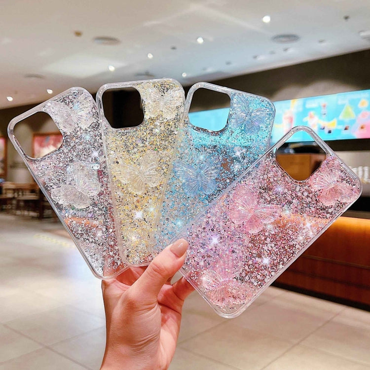 For iPhone 15 Pro Starry Sequin Crystal Butterflies Epoxy TPU Phone Case(Yellow) - HoMEdemic™ 