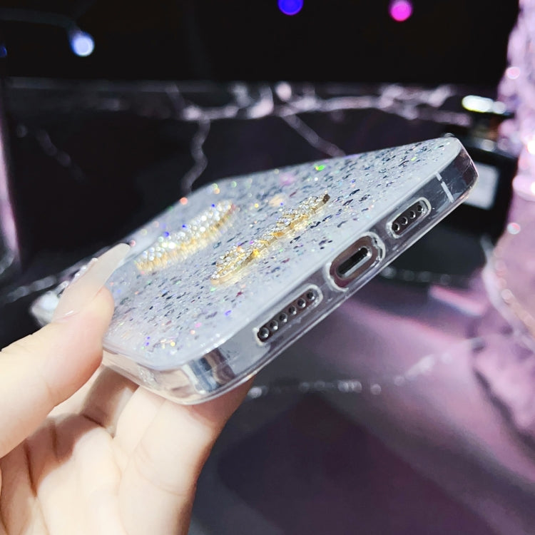 For iPhone 15 Pro Starry Sequin Diamond Heart Epoxy TPU Phone Case(Blue) - HoMEdemic™ 