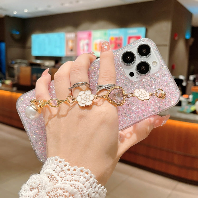 For iPhone 15 Pro Starry Sequin Love Gem Chain Epoxy TPU Phone Case(Blue) - HoMEdemic™ 