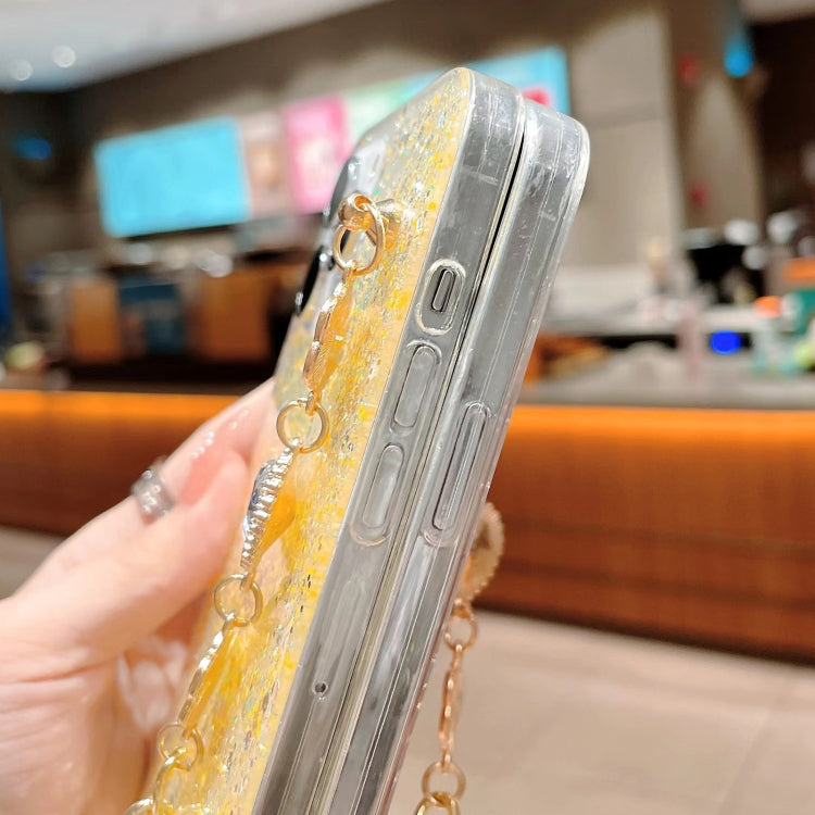 For iPhone 15 Pro Starry Sequin Love Gem Chain Epoxy TPU Phone Case(Pink) - HoMEdemic™ 