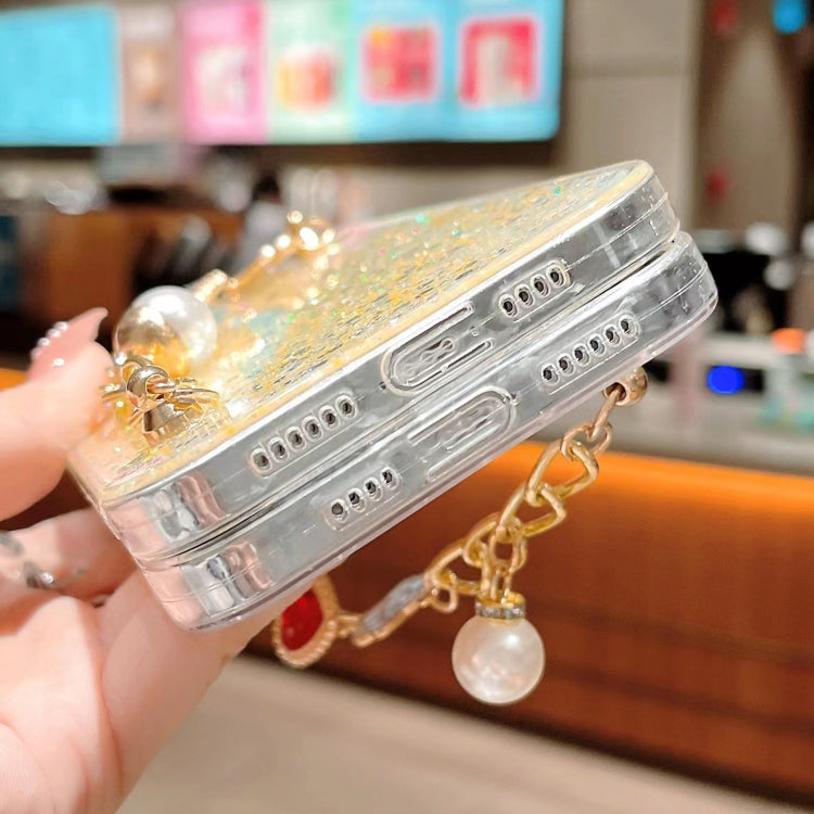 For iPhone 15 Pro Starry Sequin Love Gem Chain Epoxy TPU Phone Case(Pink) - HoMEdemic™ 