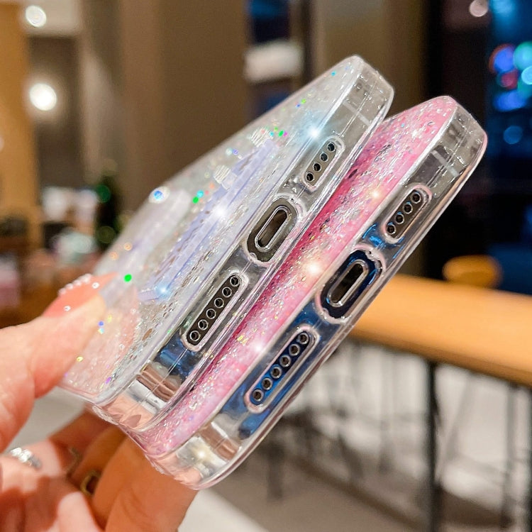 For iPhone 15 Pro Starry Sequin Rhinestones Butterfly Epoxy TPU Phone Case(Blue) - HoMEdemic™ 
