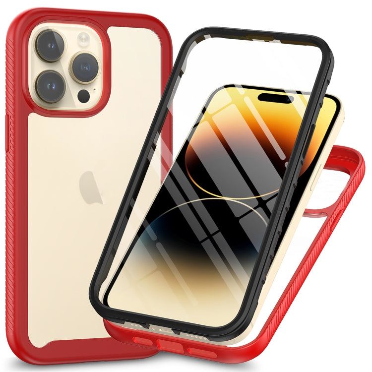For iPhone 15 Pro Starry Sky Solid Color Series PC + TPU Phone Case with PET Film(Red) - HoMEdemic™ 