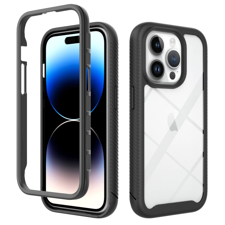For iPhone 15 Pro Starry Sky Solid Color Shockproof TPU Clear PC Phone Case(Black) - HoMEdemic™ 
