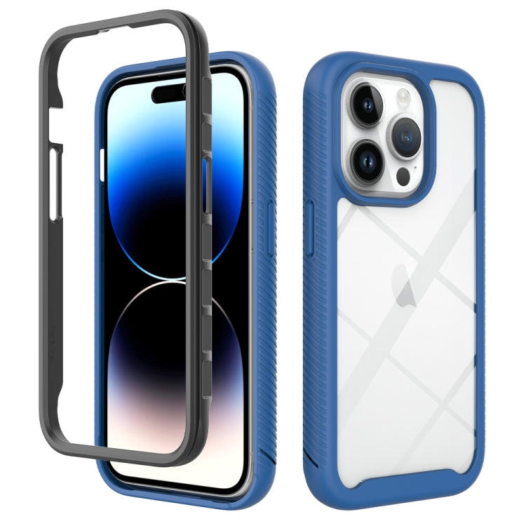 For iPhone 15 Pro Starry Sky Solid Color Shockproof TPU Clear PC Phone Case(Dark Blue) - HoMEdemic™ 