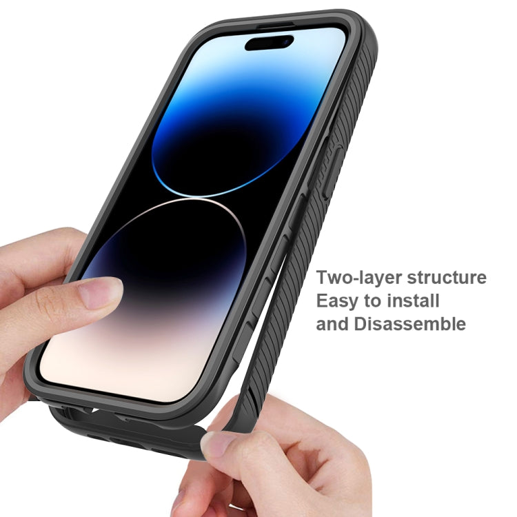For iPhone 15 Pro Starry Sky Solid Color Shockproof TPU Clear PC Phone Case(Dark Blue) - HoMEdemic™ 