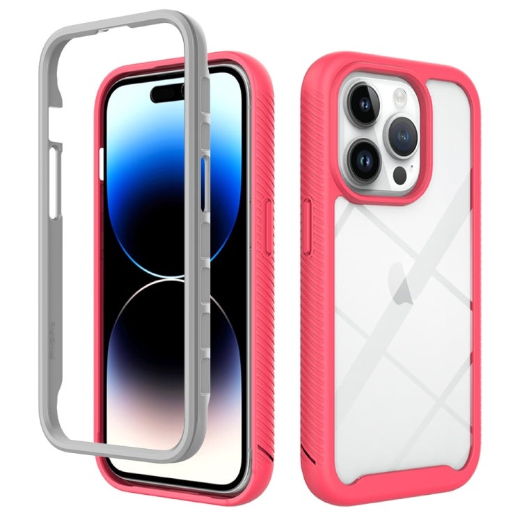 For iPhone 15 Pro Starry Sky Solid Color Shockproof TPU Clear PC Phone Case(Pink) - HoMEdemic™ 