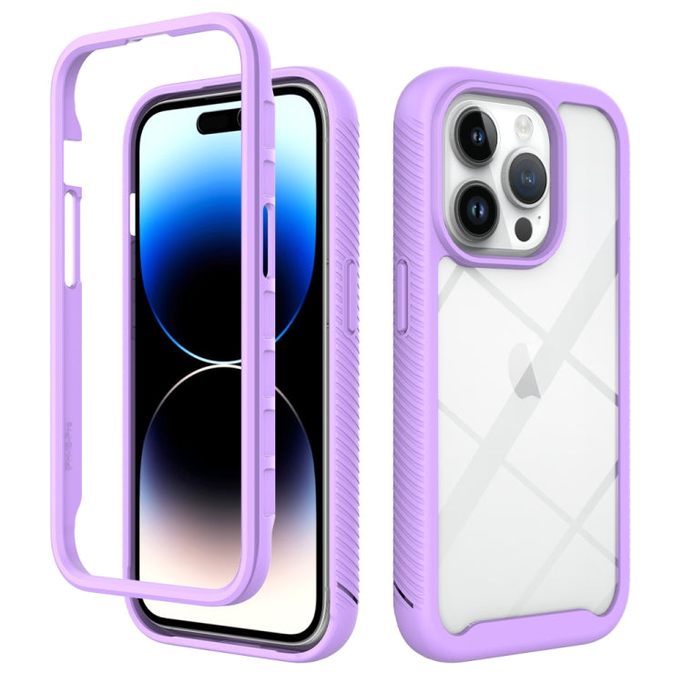 For iPhone 15 Pro Starry Sky Solid Color Shockproof TPU Clear PC Phone Case(Purple) - HoMEdemic™ 