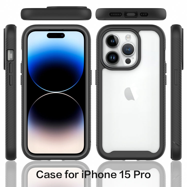For iPhone 15 Pro Starry Sky Solid Color Shockproof TPU Clear PC Phone Case(Purple) - HoMEdemic™ 