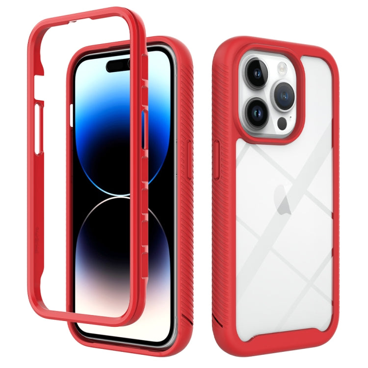 For iPhone 15 Pro Starry Sky Solid Color Shockproof TPU Clear PC Phone Case(Red) - HoMEdemic™ 