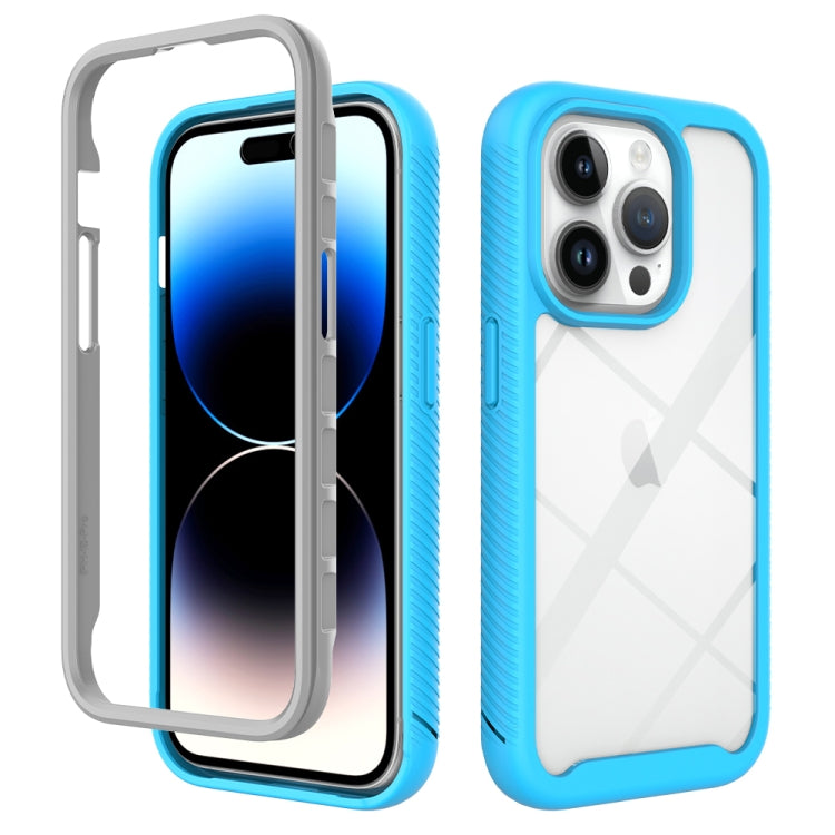 For iPhone 15 Pro Starry Sky Solid Color Shockproof TPU Clear PC Phone Case(Sky Blue) - HoMEdemic™ 