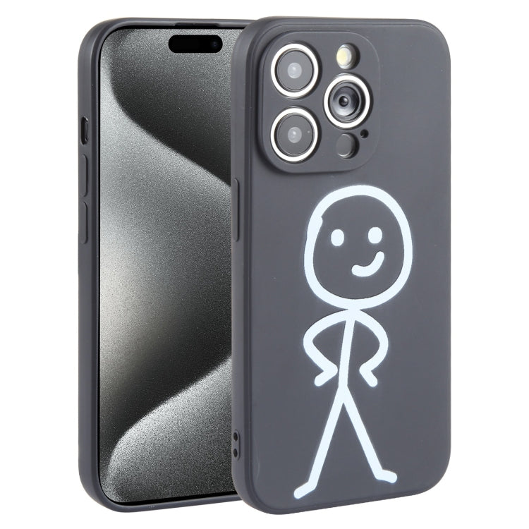 For iPhone 15 Pro Stickman Pattern Liquid Silicone Phone Case(Black) - HoMEdemic™ 