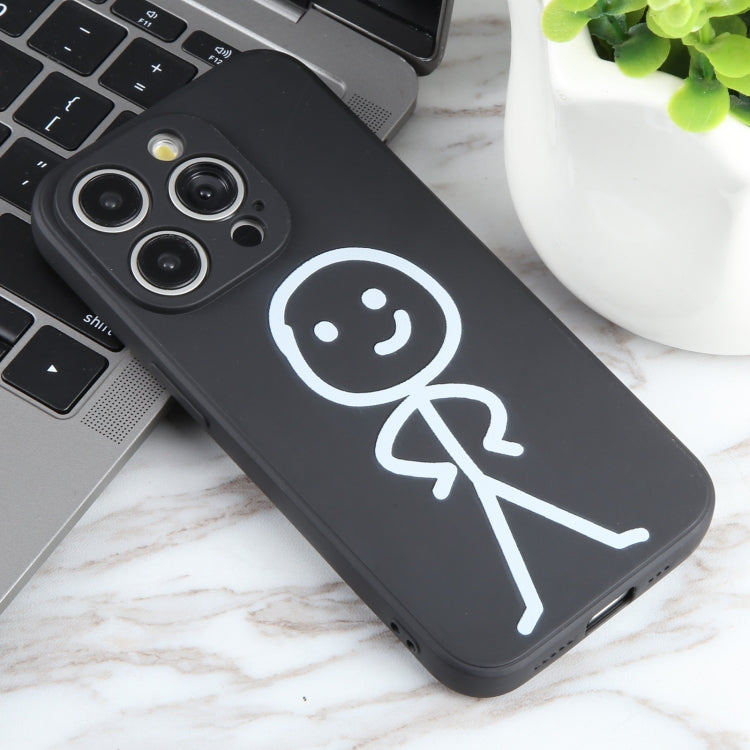 For iPhone 15 Pro Stickman Pattern Liquid Silicone Phone Case(Black) - HoMEdemic™ 