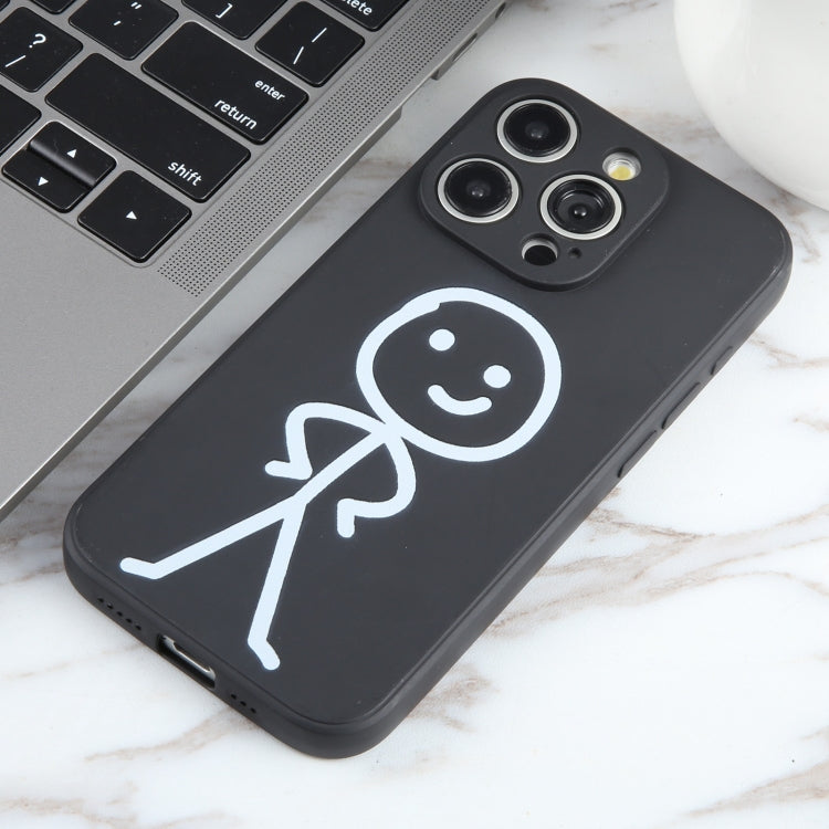 For iPhone 15 Pro Stickman Pattern Liquid Silicone Phone Case(Black) - HoMEdemic™ 