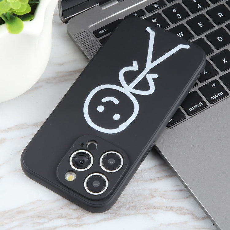 For iPhone 15 Pro Stickman Pattern Liquid Silicone Phone Case(Black) - HoMEdemic™ 