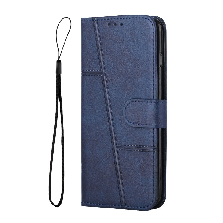 For iPhone 15 Pro Stitching Calf Texture Buckle Leather Phone Case(Blue) - HoMEdemic™ 