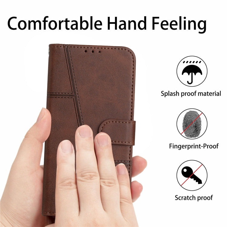 For iPhone 15 Pro Stitching Calf Texture Buckle Leather Phone Case(Brown) - HoMEdemic™ 