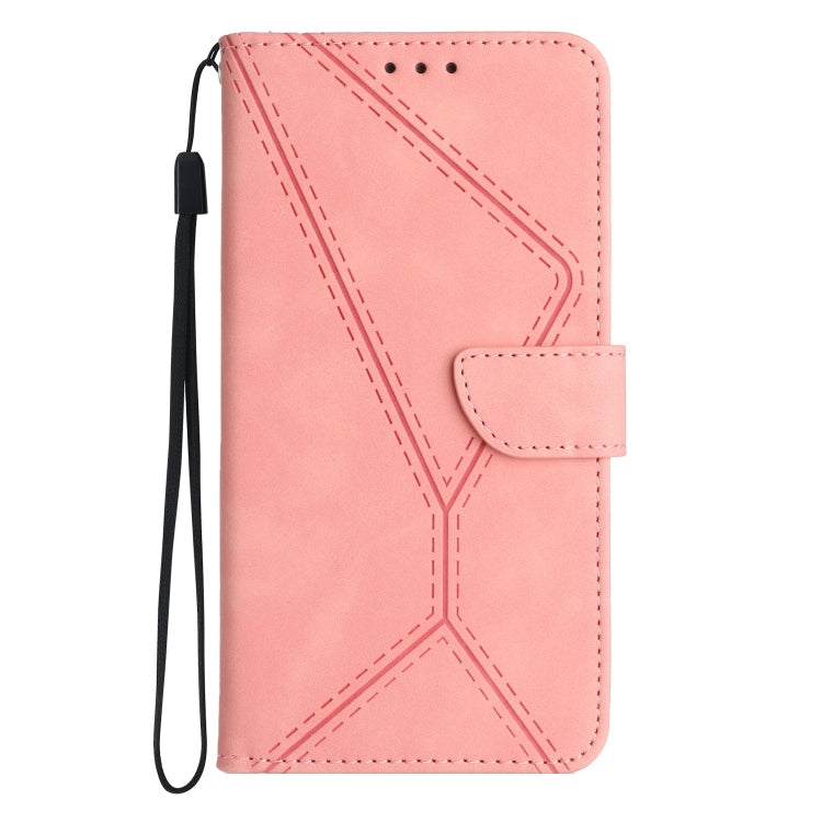 For iPhone 15 Pro Stitching Embossed Leather Phone Case(Pink) - HoMEdemic™ 