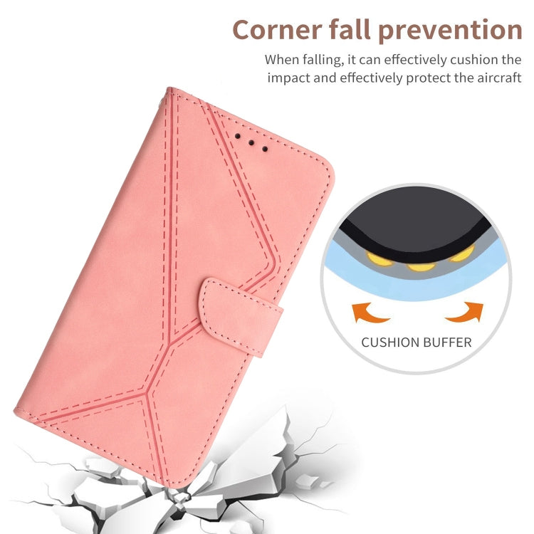 For iPhone 15 Pro Stitching Embossed Leather Phone Case(Pink) - HoMEdemic™ 