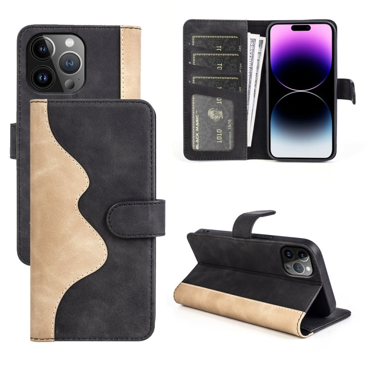 For iPhone 15 Pro Stitching Horizontal Flip Leather Phone Case(Black) - HoMEdemic™ 