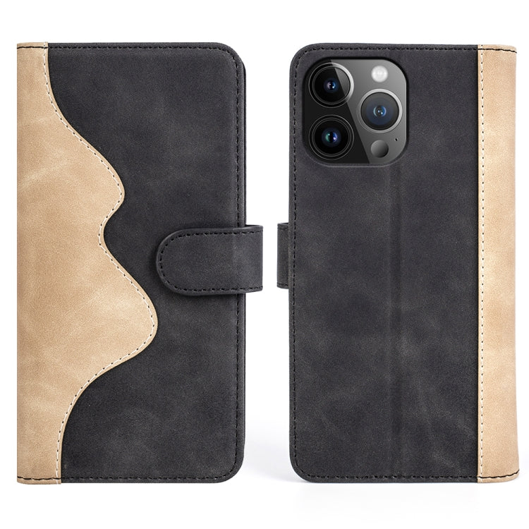 For iPhone 15 Pro Stitching Horizontal Flip Leather Phone Case(Black) - HoMEdemic™ 
