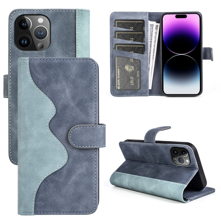 For iPhone 15 Pro Stitching Horizontal Flip Leather Phone Case(Blue) - HoMEdemic™ 
